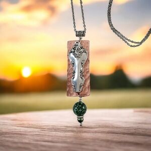 NWT Handmade Pendant Necklace featuring Copper and Vintage Silverware